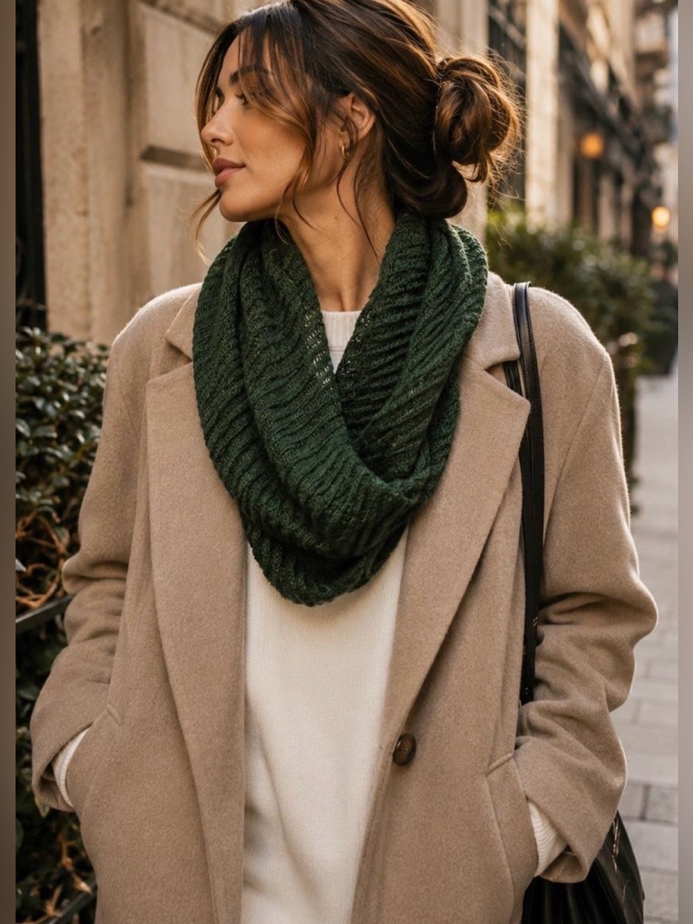 The North Face Dark Green Infinity Circle Scarf Knit Winter Neck Warmer